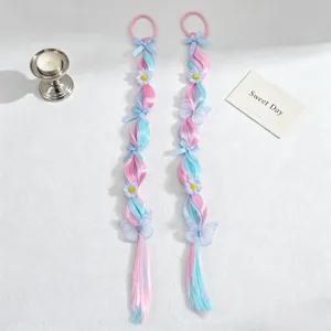 Girls sweet gradient wig hair tie set with cute bows, daisies and butterfly hair accessories