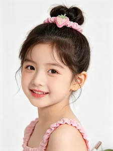Lindo coletero rosa de fresa accesorio de cabello dulce para niñas y gran estilo.