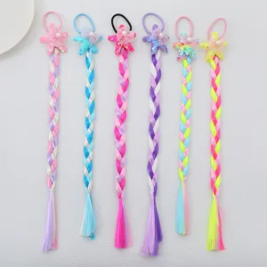 Gomas de Pelo con Trenzas de Peluca de Fibra Sintética Multicolor para Niña Lindos Accesorios para el Cabello Hechos a Mano Estilo Oceánico