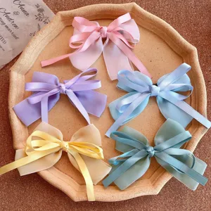 Sweet Chiffon Fabric Bowknot Hair Clip Ribbon Streamer Alligator Clip Sweet Hairpin Headwear Accessories For Girls Women