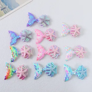 Mermaid tail sequin hair clips set, colorful cute children hair accessories for daily wear.