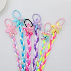 Coleteros trenzados de colores para niños con estrellas brillantes y lazos de perlas.