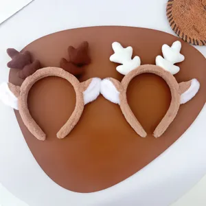 Joli serre-tête en peluche avec bois de renne pour femme, accessoire de cheveux doux pour Noël.