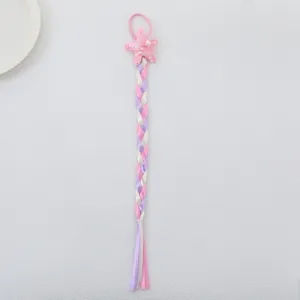 Trenza de peluca colorida para niños con lindo adorno de estrella rosa accesorio para el cabello niña.