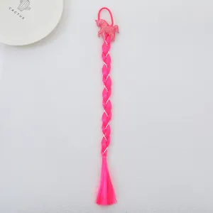 Children pink unicorn braided hair rope cute pony wig extension styling hair accessory