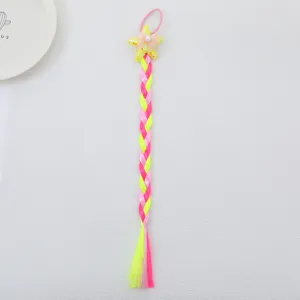 Colorida coleta de peluca trenzada para niños con lindo adorno de estrella brillante y hermosa.