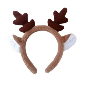 Serre-tête bois de cerf peluche mignon automne hiver duveteux Noël fête photo accessoire cheveux