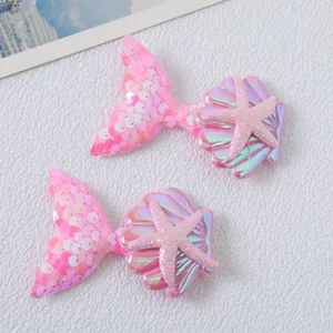 Pink sequin mermaid tail hair clips children hair accessories cute seashell starfish DIY crafts
