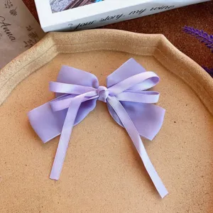 Light purple bow hair clip ribbon barrette sweet hair accessory for women and girls