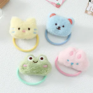 Lindas Gomas para el Pelo de Peluche de Animales de Dibujos Animados Suaves Soportes Elásticos para Cola de Caballo Gato Oso Conejo Rana Bandas para el Pelo para Niños Niñas Dulces Accesorios para el Cabello