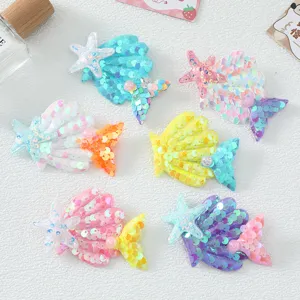 Barrettes Cheveux Enfants Paillettes Queue de Sirène Coquillage Dessin Animé Tissu Perle Artificielle Épingles Cheveux Étoile Marine