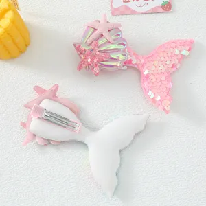 Cute cartoon mermaid tail hair clip with sparkling sequins, perfect children hair accessory.