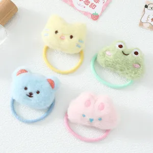 Ligas de pelo de peluche lindas para niños, bandas de pelo suaves de gato rana oso para uso diario.