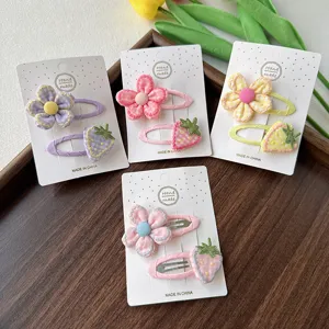 Jolies pinces à cheveux en tissu fleur fraise pour enfants, accessoires mignons pour bébé.