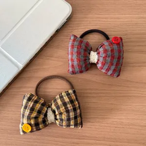 Accessori per Capelli a Fiocco in Tessuto a Quadri Stile Preppy Elastici per Capelli Imbottiti 3D Mollette per Capelli Fai da Te per Ragazze