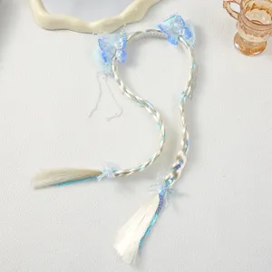 Kinderen blauwe vlinder blond gevlochten haar hoepel schattige prinses haaraccessoire