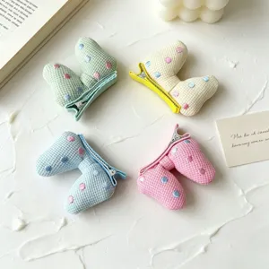 Süße 3D gefüllte Schleifen Haarnadeln Set für Mädchen, Waffelstoff mit Punkten, Kinder Haarschmuck.