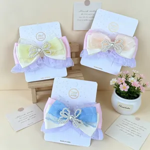 Bonitos pasadores de lazo para el cabello con perlas y encaje para peinados dulces diarios.