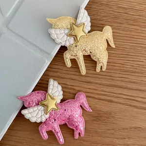Glitter unicorn hair clip cute cartoon pegasus hairpin diy children hair accessories star