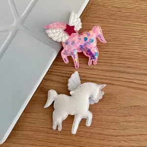 Pince à cheveux licorne à paillettes, accessoire DIY mignon pour enfants et décoration.