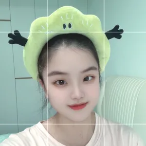Mignon dessin animé vert nuage peluche bandeau pour lavage de visage maquillage spa doux cheveux