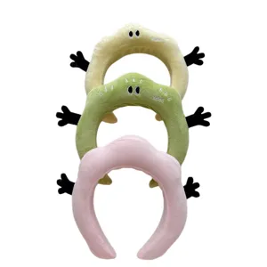 Joli bandeau en peluche design nuage avec mains drôles doux pour maquillage et soin