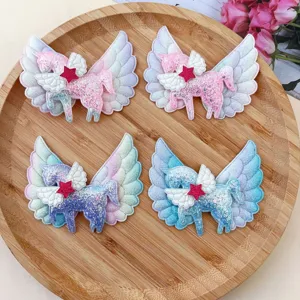 Cute Unicorn Angel Wings Hair Clips For Girls Glitter Sequin Fabric Alligator Clips Handmade Kids Hair Accessories DIY