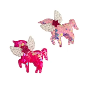 Jolies pinces à cheveux licorne à paillettes avec ailes et étoiles accessoires enfants