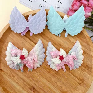 Kids hair clips cute angel wings unicorn design side clips for girls hair accessories