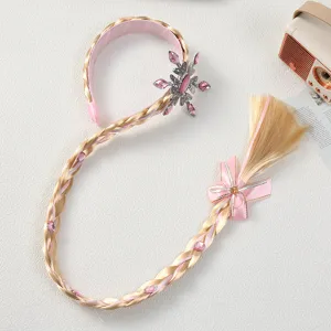 Kinder blonde geflochtene Haarverlängerung Haarreif mit rosa Strass Schneeflocke für kleine Mädchen.