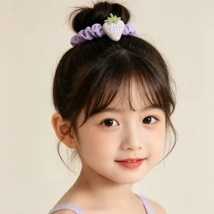 Lindo coletero de pelo de fresa morada accesorio de pelo dulce para niña elástico chic