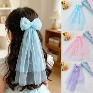 Pinza de pelo con lazo sirena y tul para niñas bonito accesorio de pelo de princesa