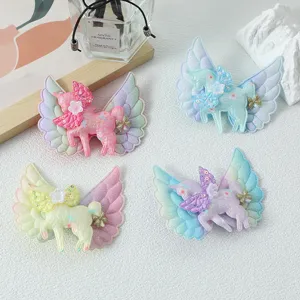 Children angel wings unicorn hair clips cute pastel sparkly side hair barrettes for girls