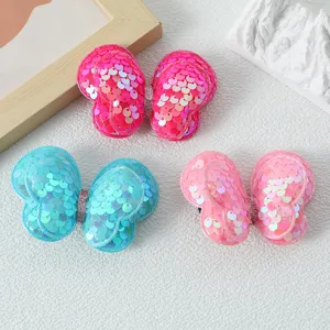 Set di fermagli per capelli con fiocco di paillettes, accessori brillanti per ragazze.