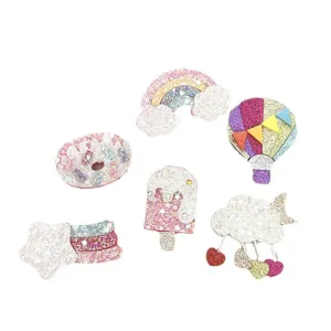 Children glitter hair clips set cute cartoon rainbow star hairpins cute girl headwear accessories
