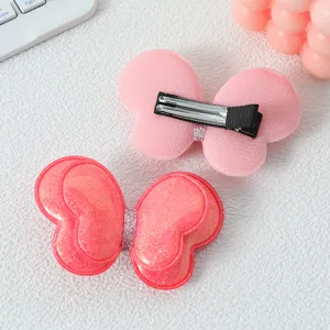 Enfants double couche papillon pince à cheveux mignon fille accessoire détail vue arrière