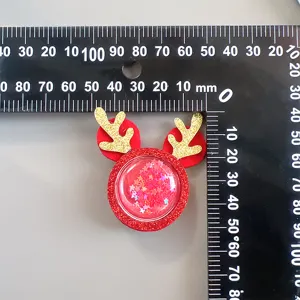 Cute Christmas glitter mouse ear hair clip reindeer antler liquid shaker patch holiday accessory