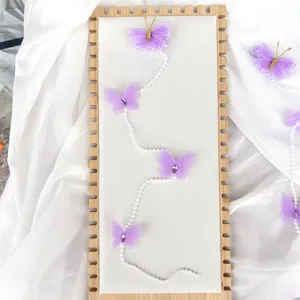 Pince à cheveux papillon violet perle faite main pour filles, accessoire de tête de princesse.