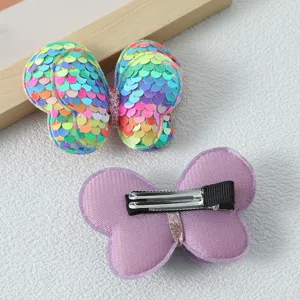 Fermaglio per capelli con fiocco di paillettes lucide stile coreano per ragazze.