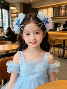 Niños sirena lazo pinza pelo perla cadena frontal estrella de mar accesorio detalle