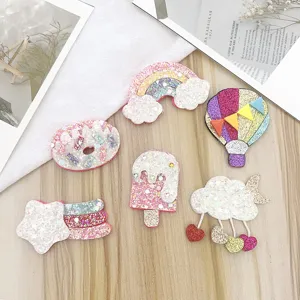 Kids glitter hair clips set cute cartoon rainbow star hairpins sparkly hair accessories for girls