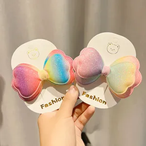 Mollette per capelli con fiocco sfumato a doppio strato bambini colorati accessori brillanti