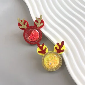 Christmas deer antler hair clip glitter sequin kids holiday hair accessories cute