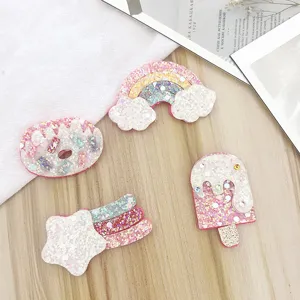 Glitter hair clips set for kids cute star rainbow donut ice cream side hairpins for girls