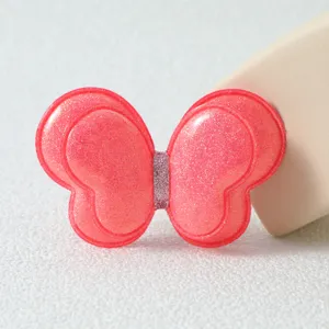 Pince à cheveux papillon rose pailletée double couche accessoire pour fille DIY détail