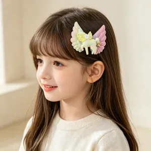 Cute unicorn angel wings hair clip for girls, sweet side bangs hairpin, lovely hair accessory.