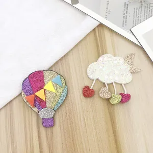 Glitter hot air balloon and cloud hair clips sparkling cute kids side hair accessories