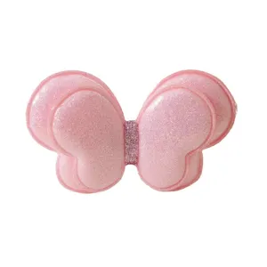 Jolie pince à cheveux papillon rose à double couche accessoire brillant pour enfants DIY