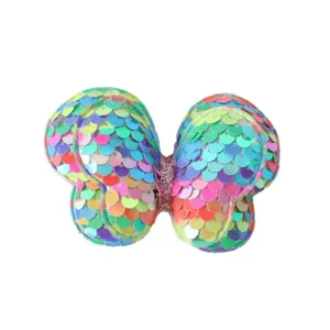Fermaglio per capelli con fiocco di paillettes colorate stile coreano per ragazze, accessorio moda