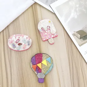 Kids glitter hair clips set cute donut ice cream hot air balloon side hairpin hair accessories